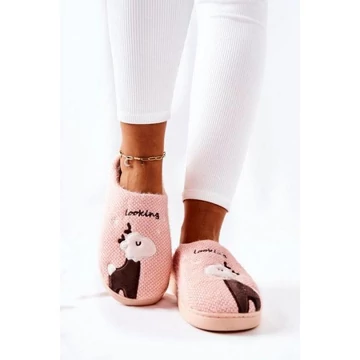 Rózsaszín meleg papucs, állatkával, hölgyeknek