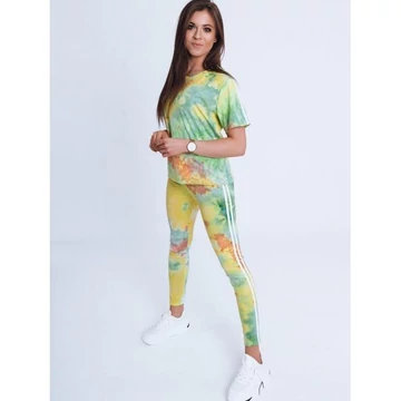 Stílusos női leggings és póló szett zöld színben mintával