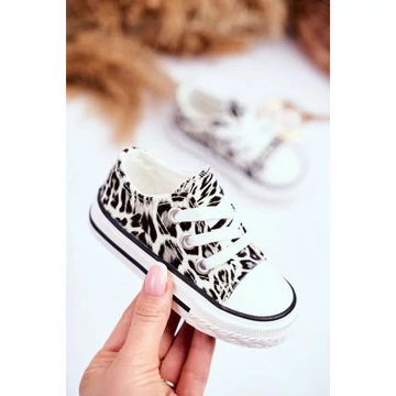 Gyermek fehér tornacipő leopárd mintával