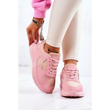 Rózsaszín, platformos tornacipő, hölgyeknek