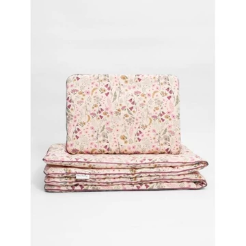 Szatén babaágy szett - retro virágok