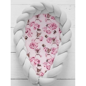 Fonott, PREMIUM babafészek, 2 az 1-ben - világosszürke / őzikék