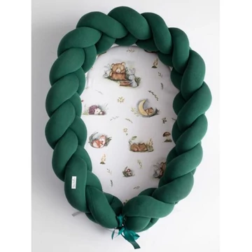 Fonott, PREMIUM babafészek, 2 az 1-ben - zöld / Erdei pillanatok