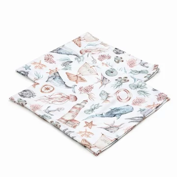 Két muszlin-bambusz pelenkából álló készlet - Az óceán világa