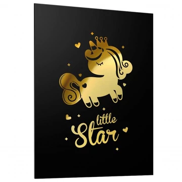 Tükörgrafikás, fekete poszter, arany egyszarvúval