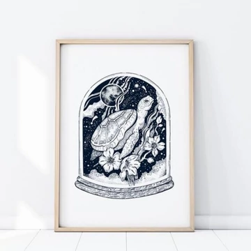 Dekoratív, fali plakát, tengeri teknős motívummal