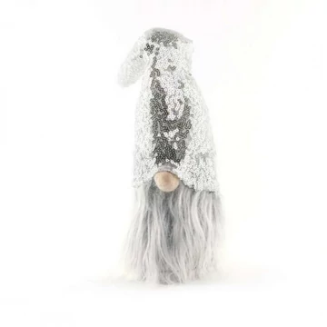 Ezüst karácsonyi törpe, flitteres kalappal