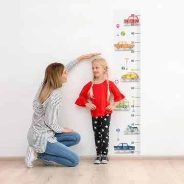 Közlekedési eszközök motívumú, magasságmérő fali matrica