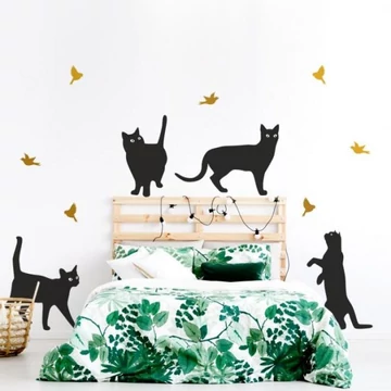 Matrica készlet, macskák és madarak motívummal