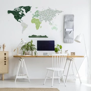 Levél mintájú falmatrica - világtérkép