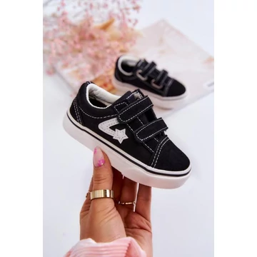 Fekete tépőzáras tornacipő, gyerekeknek