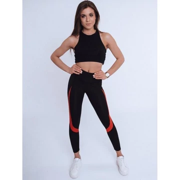 Sportos női leggings fekete színben, magas derékkal