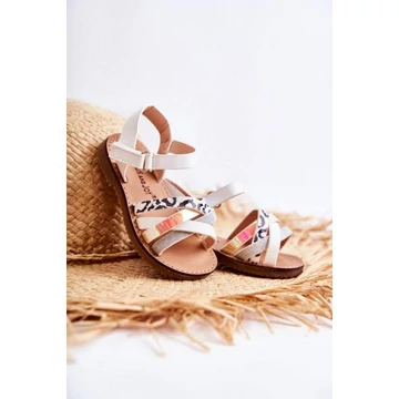 Csajos, fehér tépőzáras szandál