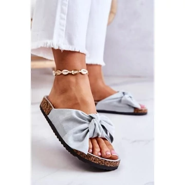 Női, masnis papucs, menta színben