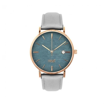 Szürke, divatos karóra, bőr szíjjal, hölgyeknek