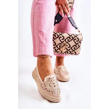 Bézs, női espadrillek cirkóniával