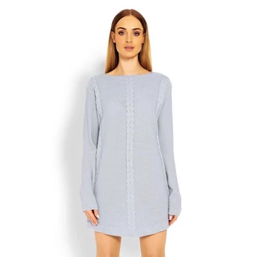 Szürke színű női tunika fonat mintával
