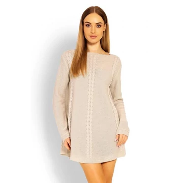 Női tunika fonat mintával, bézs színben
