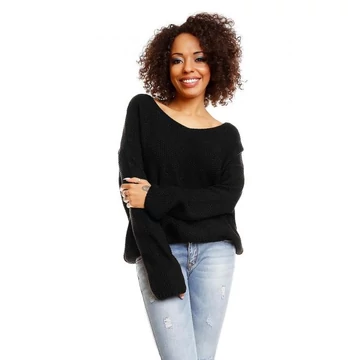 Női rövid, divatos szvetter fekete színben