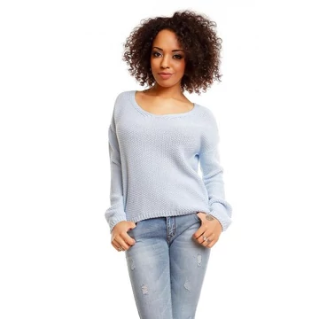 Női rövid, divatos szvetter világoskék színben