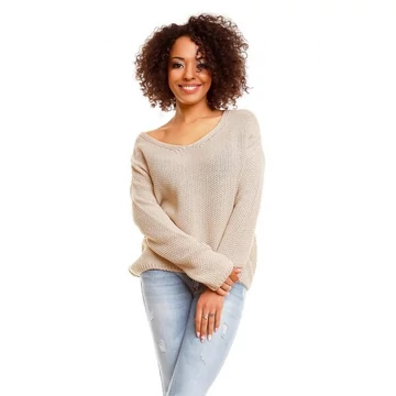 Női rövid, divatos szvetter bézs színben