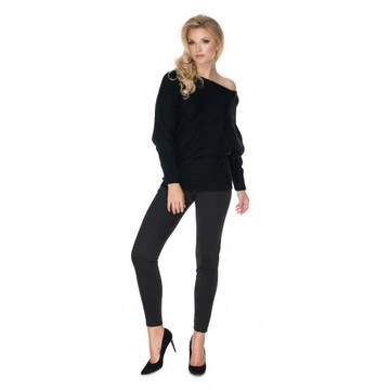 Fekete színű női oversize szvetter