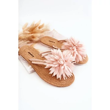 Női papucs, rózsaszín virággal