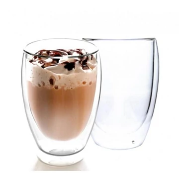 2db duplafalú üvegpohár - 350 ml