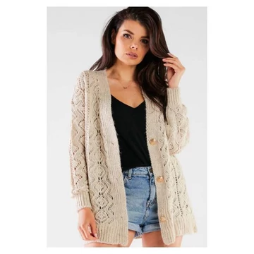 Bézs színű női szvetter gombokkal