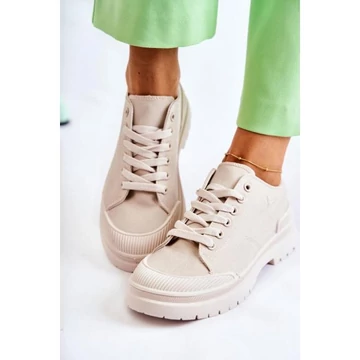 Világosbézs színű, női, platformos tornacipő