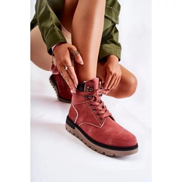 Piros színű, női platformcsizma