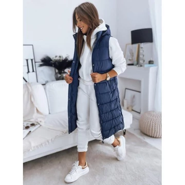 Sötétkék hosszú női mellény