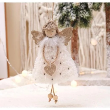 Fehér karácsonyi angyalka, zsinórral
