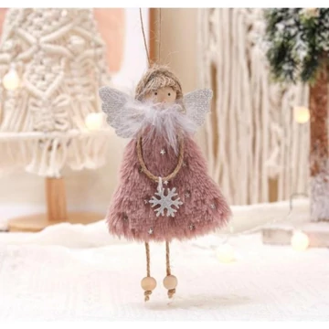 Rózsaszín karácsonyi angyalka, zsinórral