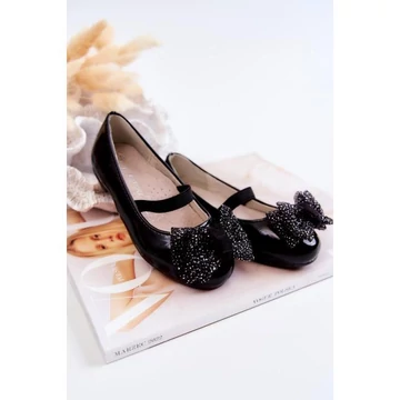 Fekete lány balerinák, masnival