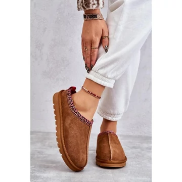 Barna színű, női meleg papucs