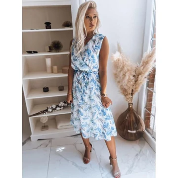 Fehér színű, mintás ruha, fűzővel