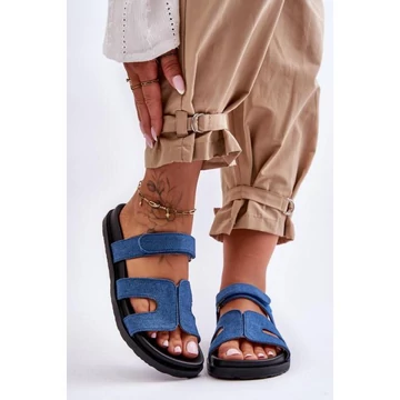 Kék, női, szövet papucs