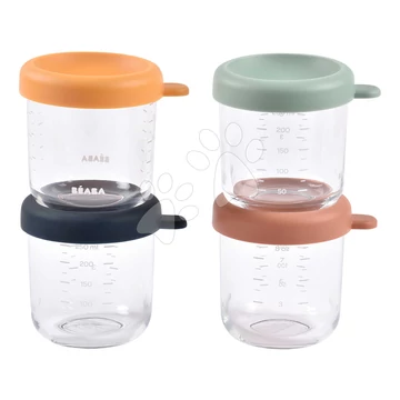 Étel­tároló készlet Sunrise Color Mix Beaba 250 ml 4 db minőségi üvegből BE914009