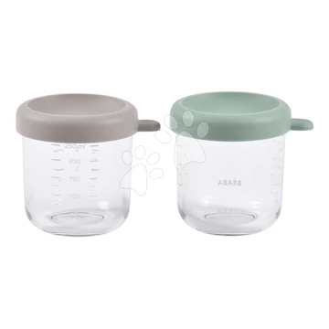Étel­tároló készlet Sage Green Gazelle Beaba 250 ml 2 db minőségi üvegből BE914011
