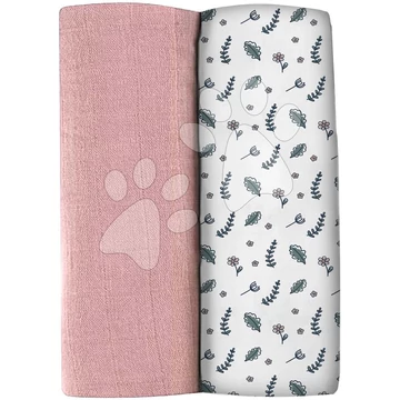 Textil pelenkák pamut muszlinból Bolte 2 Swadlles 120 cm Beaba Old Pink/Floral Campaign 2 darab 0 hó-tól