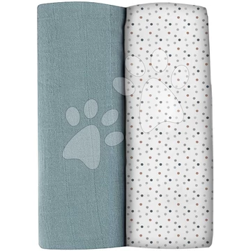 Textil pelenkák pamut muszlinból Bolte 2 Swadlles 120 cm Beaba Baltic Blue/Points 2 darab 0 hó-tól