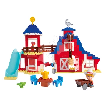 Építőjáték Dino Ranch Clubhouse PlayBig Bloxx BIG klubház csúszdával és 2 figurával 168 darabos 1,5-5 éves korosztálynak