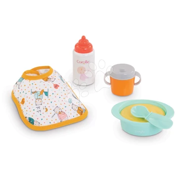 Ebédkészlet előkével Mealtime Set Corolle 30 cm játékbabának 5 kiegészítővel 18 hó-tól