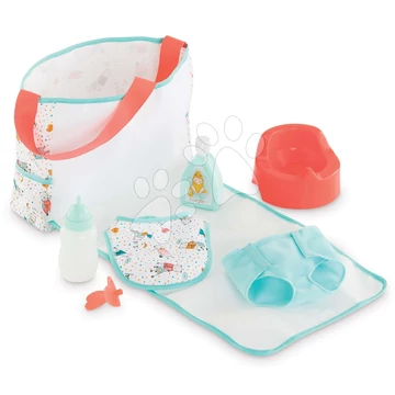 Pelenkázó táska alátéttel 2in1 Corolle 36-42 cm játékbabának 7 kiegészítővel 24 hó-tól
