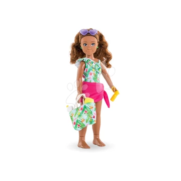 Játékbaba Mélody at the Beach Set Corolle Girls hosszú barna haj 28 cm 5 kiegészítő 4 évtől