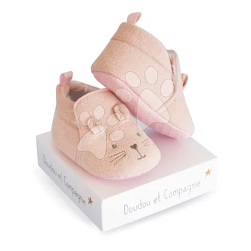 Prvé papučky pre bábätko Baby Socks Pink Doudou et Compagnie v darčekovom balení ružové od 0-6 mes DC3708