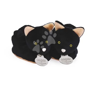 Papučky pre bábätko Mačička Booties My First Halloween Doudou et Compagnie v darčekovom balení čierne od 0-6 mes DC3891