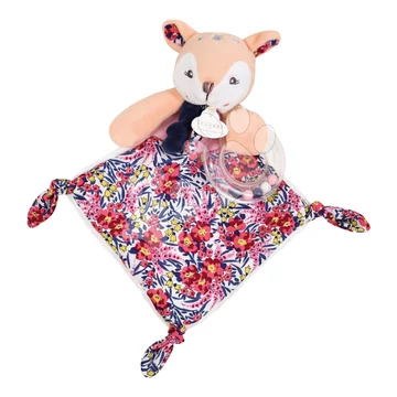 Plüss szarvas csörgővel Rattle Deer Boh'aime Doudou et Compagnie ajándékcsomagolásban rózsaszín 22 cm 0 hó-tól DC4221