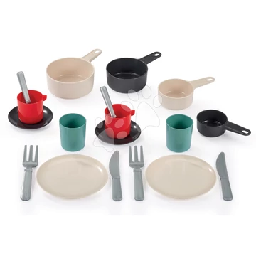 Serpenyő ebédkészlettel 100% Chef Écoiffier 32 cm fazekakkal tányérokkal evőeszközökkel csészékkel 18 részes 18 hó-tól